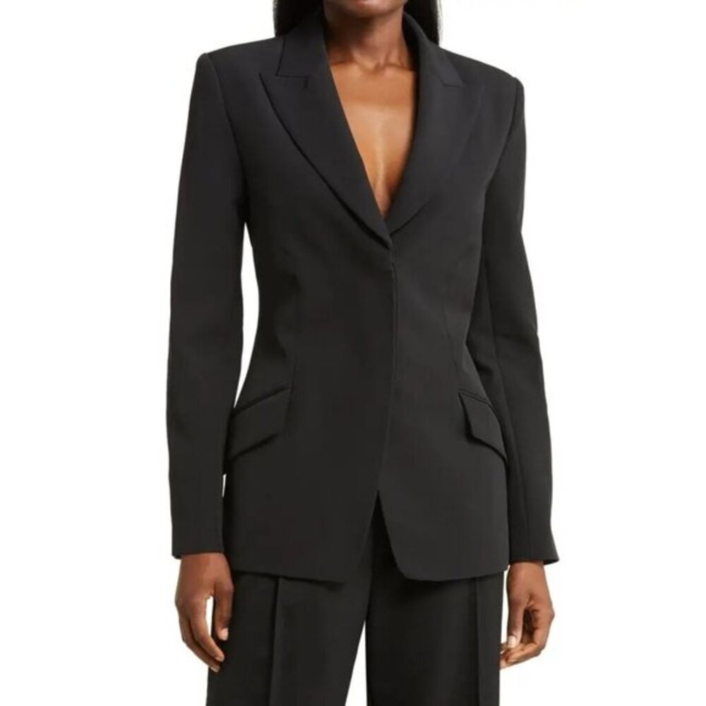 Simkhai Aleksa Technical Cocktail black Crepe Blazer size 6